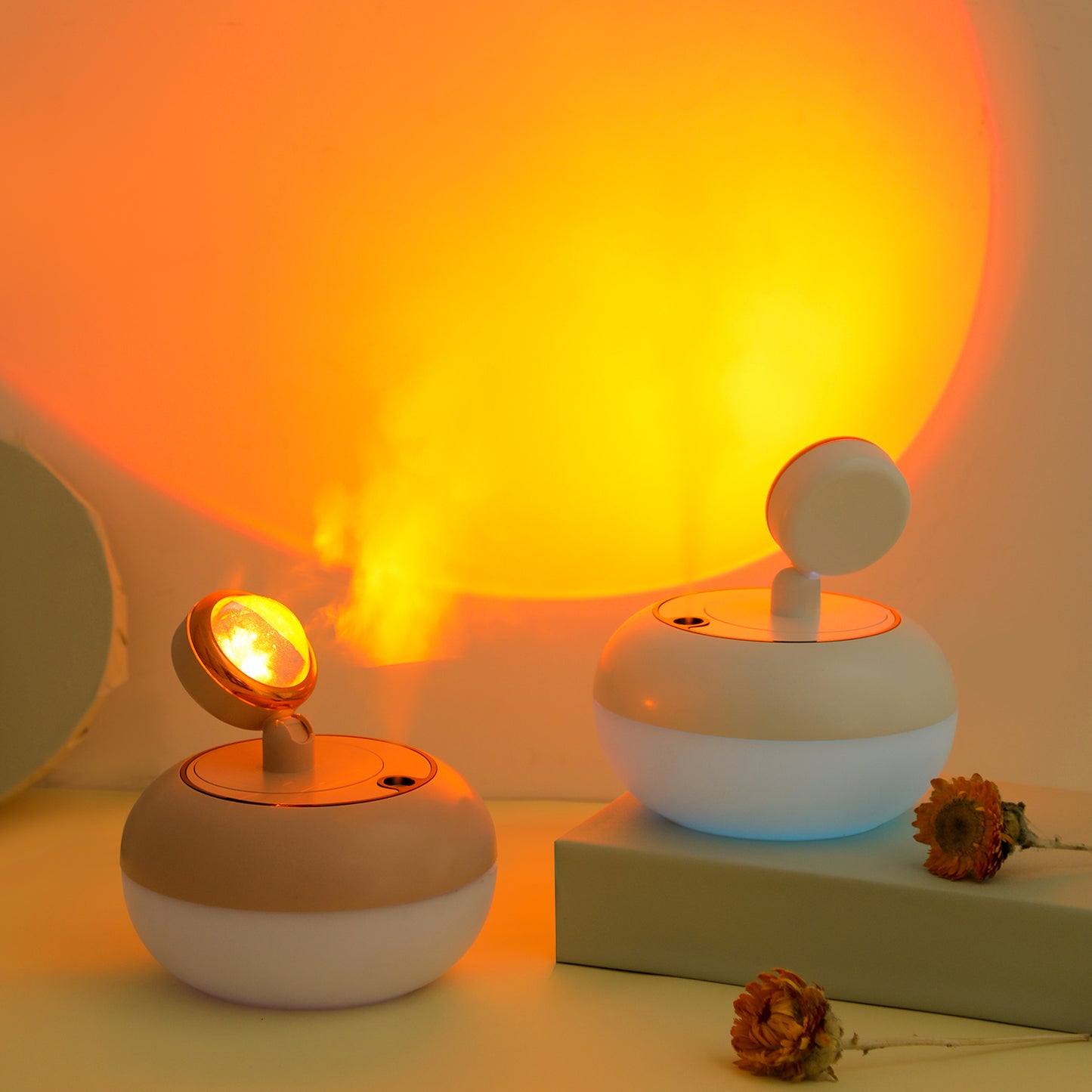 FlameGlow Sunset – 3-in-1 Flame Lamp, Essential Oil Diffuser & Humidifier