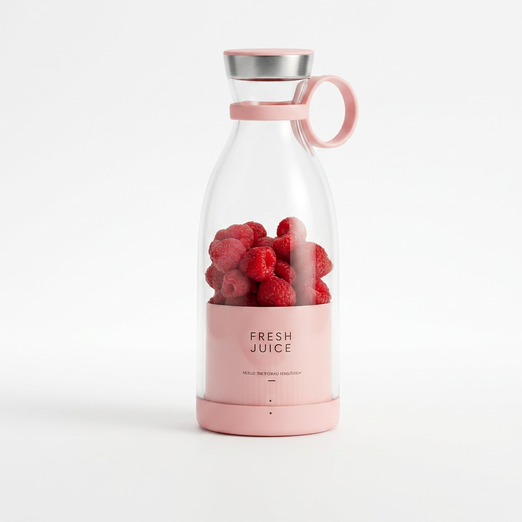 FreshGo™ Portable Juice Bottle – food-grade glass, leak-proof, perfect for detox - Studio White