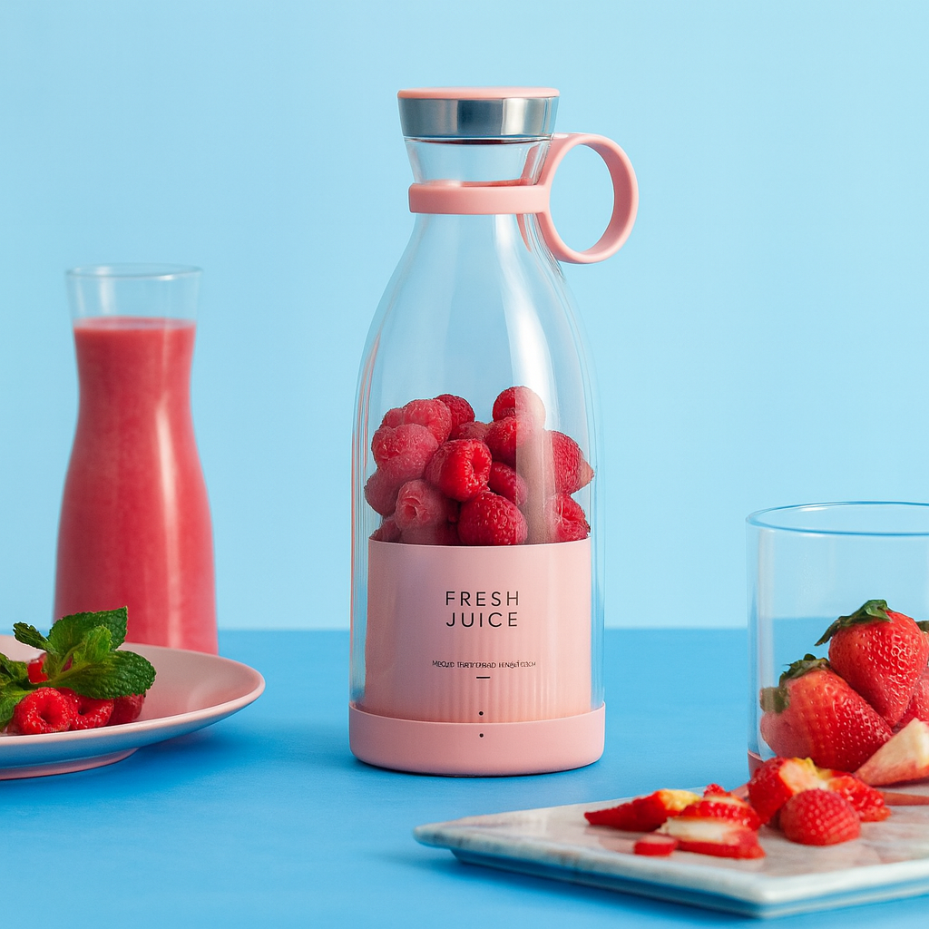 FreshGo™ Portable Juice Bottle – food-grade glass, leak-proof, perfect for detox
